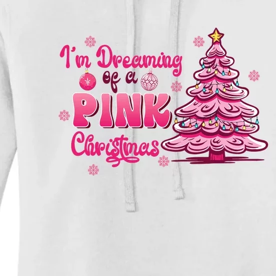 Christmas IM Dreaming Of A Pink Christmas Festive Trees Women's Pullover Hoodie