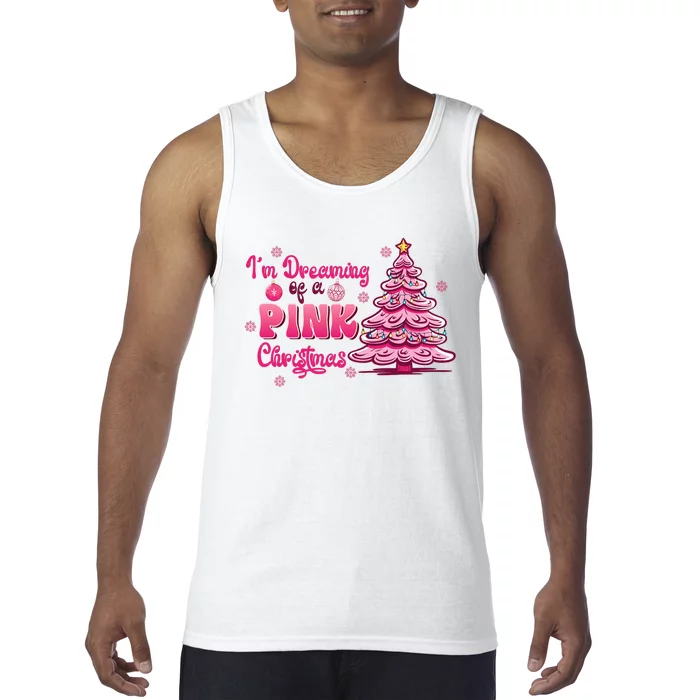 Christmas IM Dreaming Of A Pink Christmas Festive Trees Tank Top