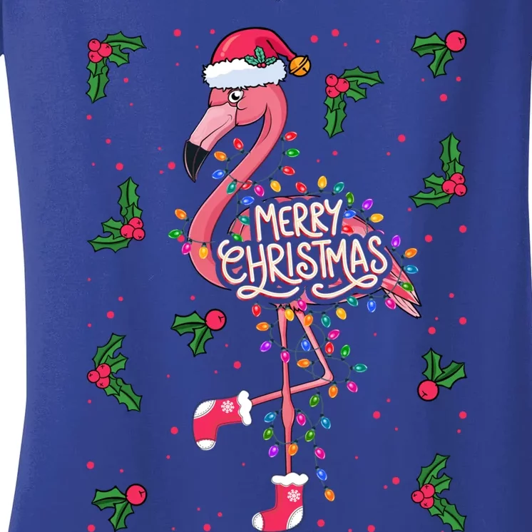 Christmas IM Dreaming Of A Pink Christmas Festive Flamingo Cool Gift Women's V-Neck T-Shirt