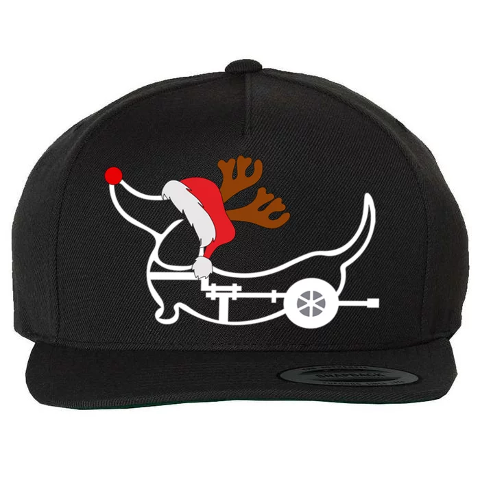 Christmas Ivdd Dachshund Reindeer Santa Hat In Wheelchair Funny Gift Wool Snapback Cap