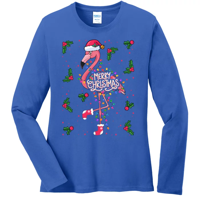 Christmas IM Dreaming Of A Pink Christmas Festive Flamingo Meaningful Gift Ladies Long Sleeve Shirt