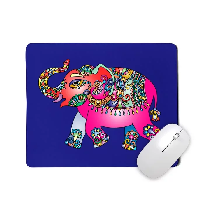 Colorful Indian Elephant Tribal Cute Gift Dala Art Cute Gift Yoga Namaste Gift Mousepad