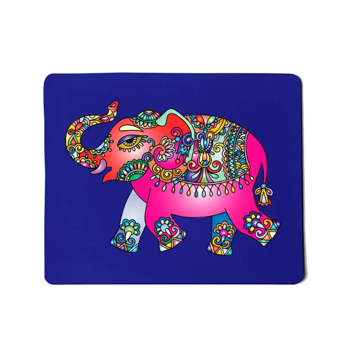 Colorful Indian Elephant Tribal Cute Gift Dala Art Cute Gift Yoga Namaste Gift Mousepad