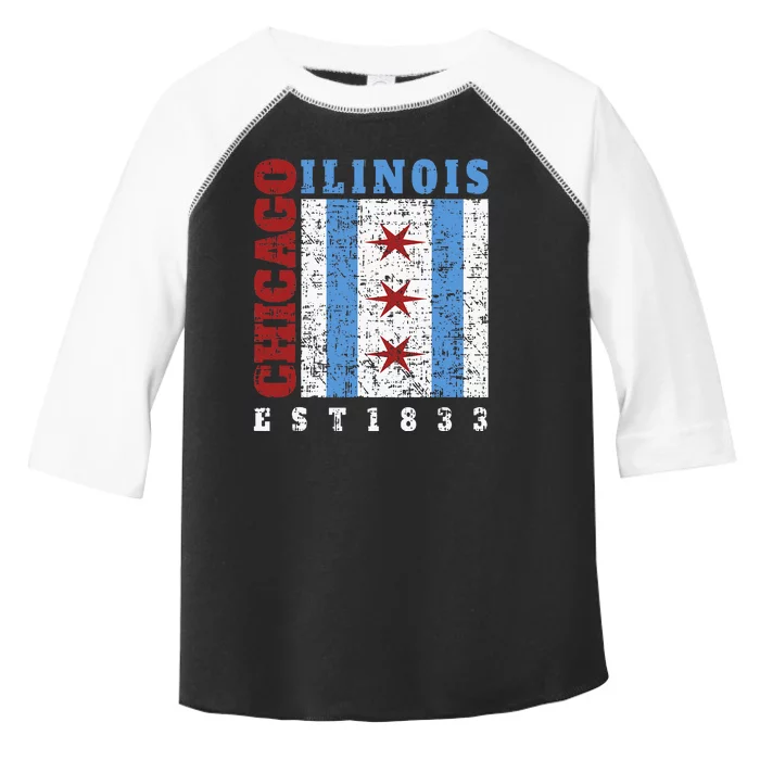 Chicago Illinois Est. 1833 Chicago Flag Souvenir Toddler Fine Jersey T-Shirt