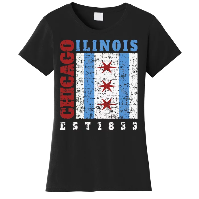 Chicago Illinois Est. 1833 Chicago Flag Souvenir Women's T-Shirt