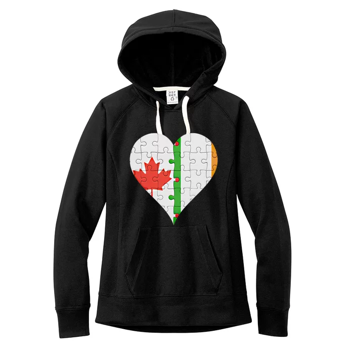 Canadian Irish Flag Heart Gift Women's Fleece Hoodie