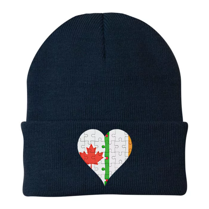 Canadian Irish Flag Heart Gift Knit Cap Winter Beanie