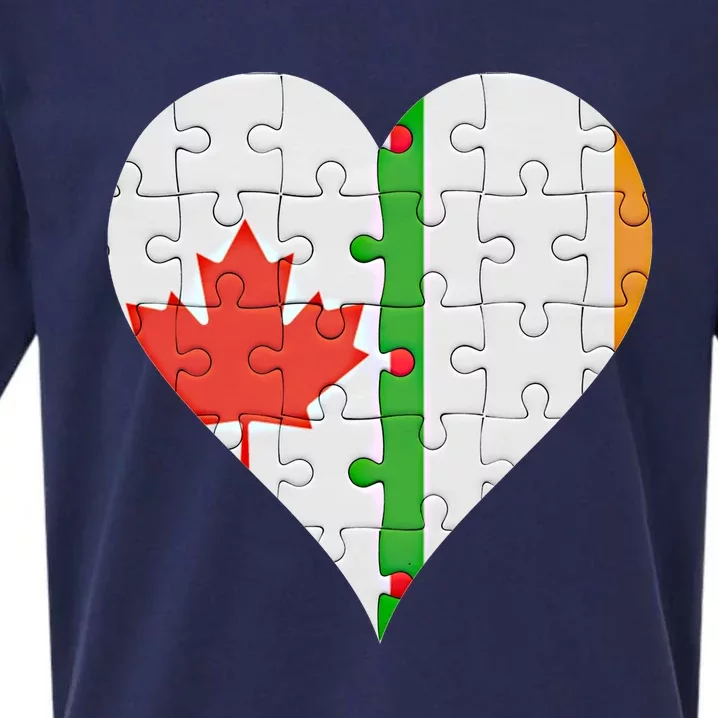 Canadian Irish Flag Heart Gift Sueded Cloud Jersey T-Shirt