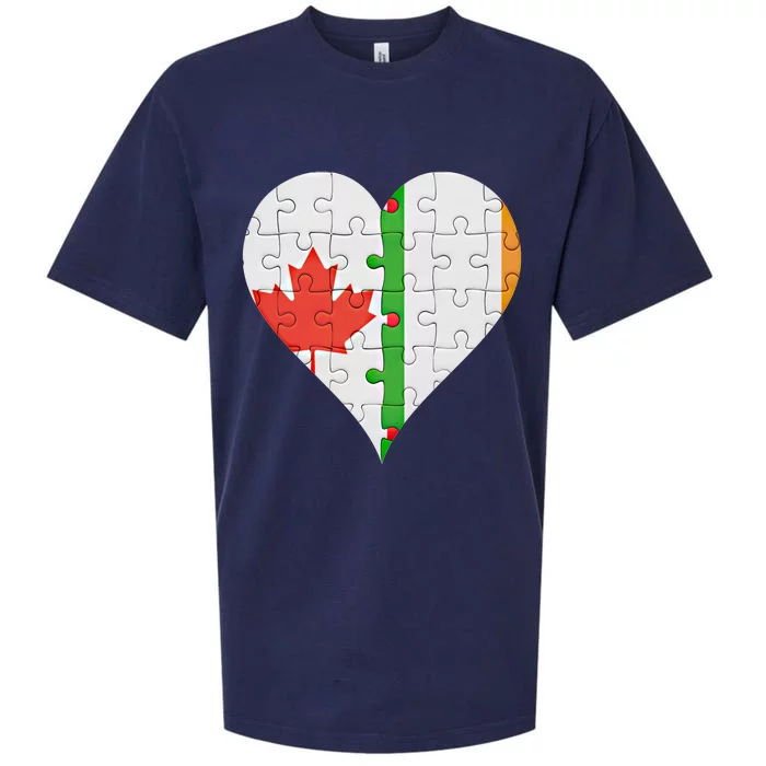 Canadian Irish Flag Heart Gift Sueded Cloud Jersey T-Shirt