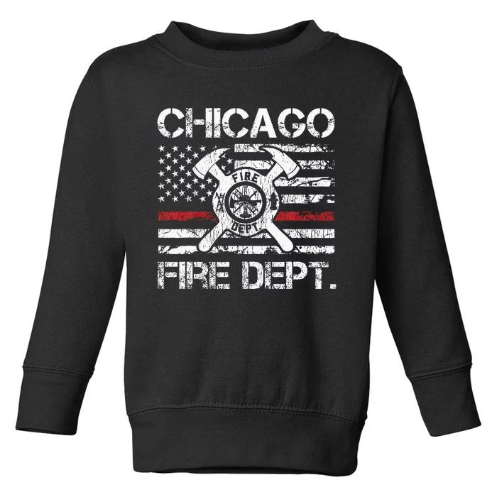 Chicago Illinois Fire Department Thin Red Line Fireman Toddler Sweatshirt