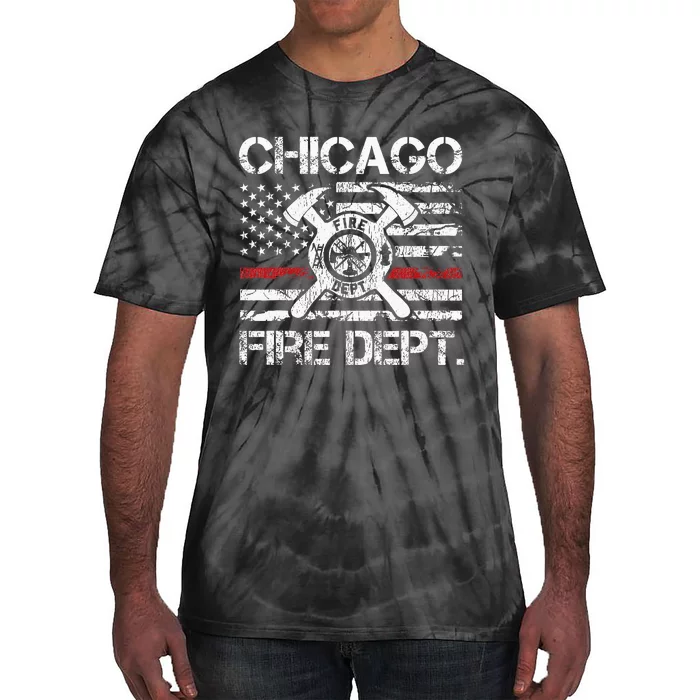 Chicago Illinois Fire Department Thin Red Line Fireman Tie-Dye T-Shirt