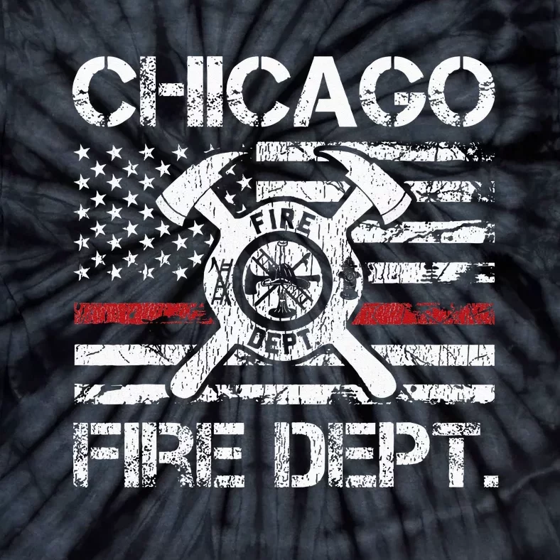 Chicago Illinois Fire Department Thin Red Line Fireman Tie-Dye T-Shirt