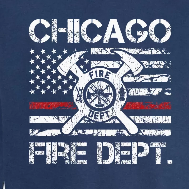 Chicago Illinois Fire Department Thin Red Line Fireman Garment-Dyed Sweatshirt