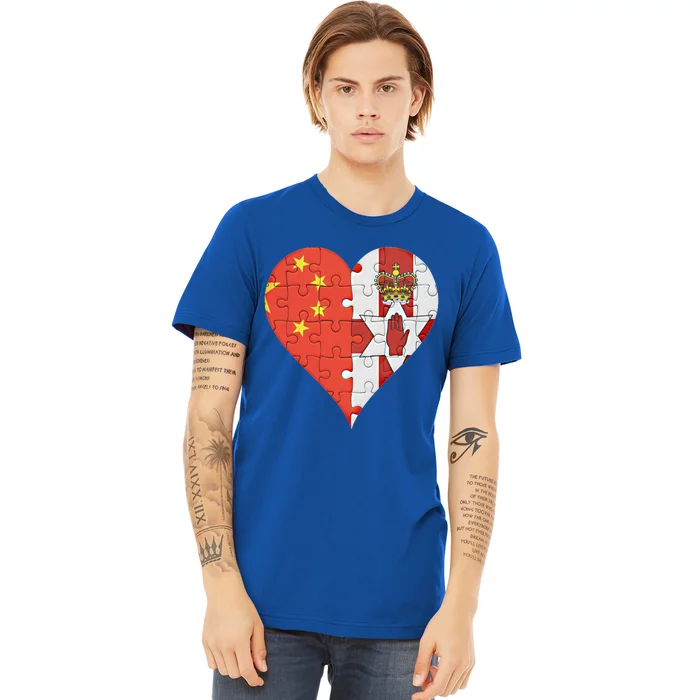 Chinese Irish Flag Heart Great Gift Premium T-Shirt