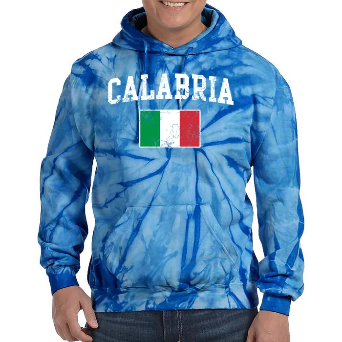 Calabria Italy Flag Italia Italian Vintage Distressed Gift Tie Dye Hoodie