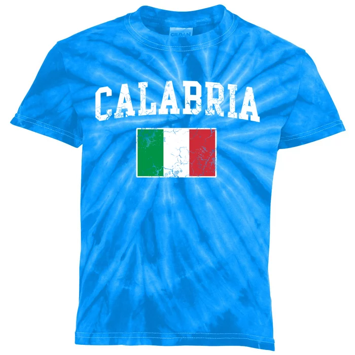 Calabria Italy Flag Italia Italian Vintage Distressed Gift Kids Tie-Dye T-Shirt