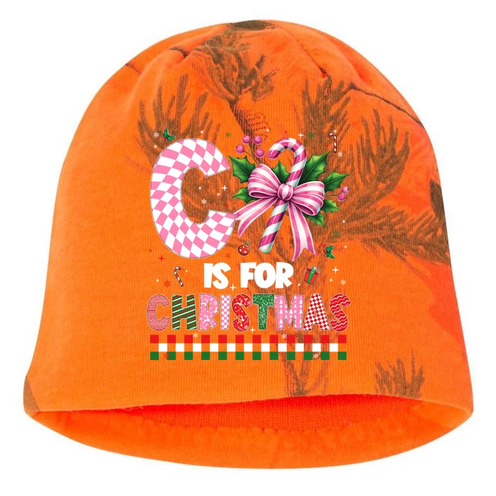 C Is For Christmas Xmas Coquette Bow Santa Cute Gift Kati - Camo Knit Beanie