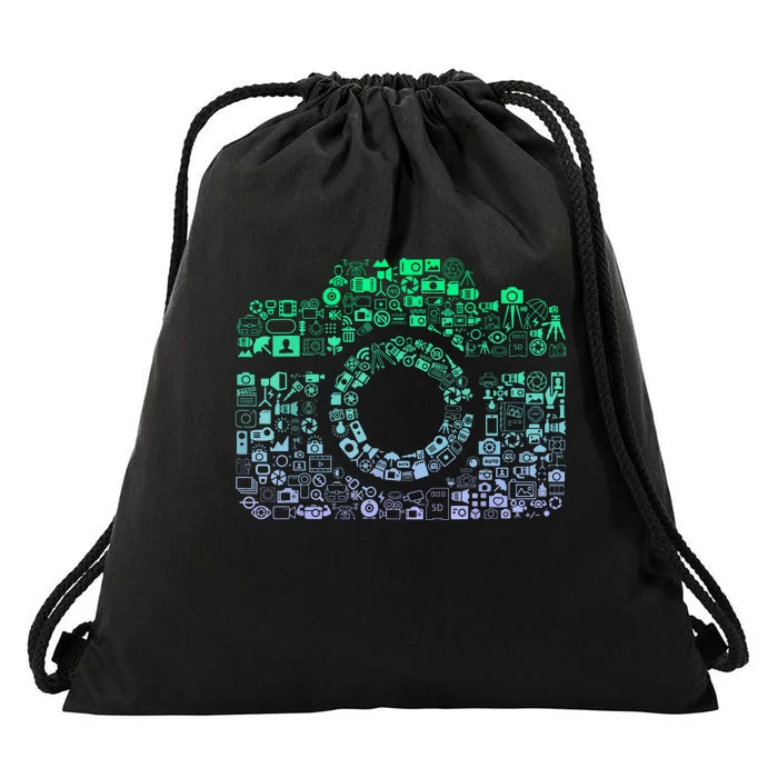 Camera Iconography For Photographer Boy Photography Drawstring Bag