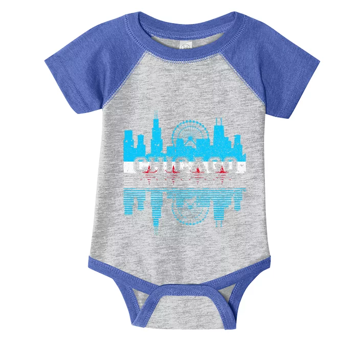 Chicago Illinois Flag City Skyline Chi Town Pride City Flag Infant Baby Jersey Bodysuit