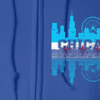 Chicago Illinois Flag City Skyline Chi Town Pride City Flag Full Zip Hoodie