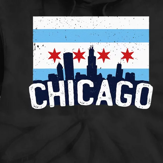 Chicago Illinois Flag City Skyline Chi Town Pride City Flag Tie Dye Hoodie