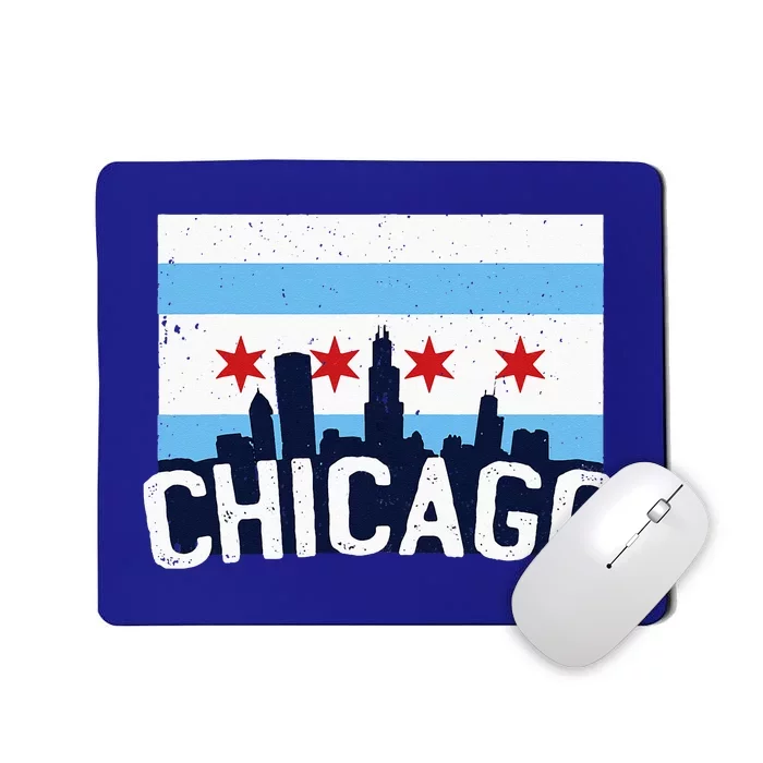 Chicago Illinois Flag City Skyline Chi Town Pride City Flag Mousepad