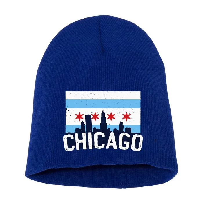 Chicago Illinois Flag City Skyline Chi Town Pride City Flag Short Acrylic Beanie