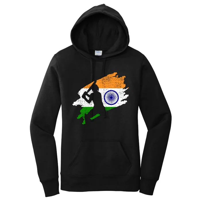 Cricket India Flag Jersey Vintage Gift Women's Pullover Hoodie