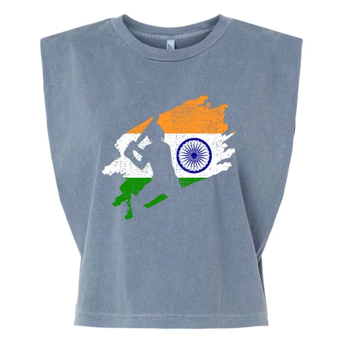 Cricket India Flag Jersey Vintage Gift Garment-Dyed Women's Muscle Tee