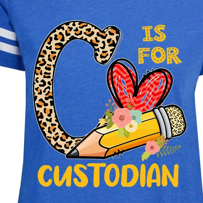 C Is For Custodian Appreciation Enza Ladies Jersey Football T-Shirt