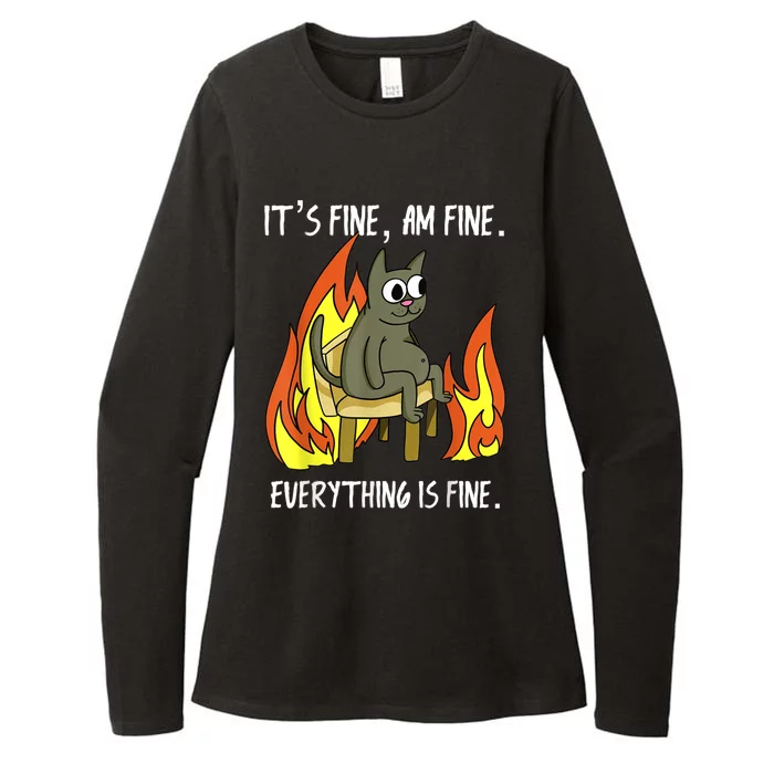 Cat ItS Fine IM Fine Everything Is Fine Womens CVC Long Sleeve Shirt