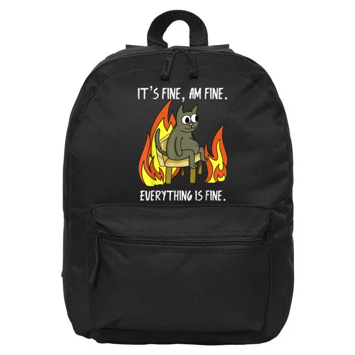 Cat ItS Fine IM Fine Everything Is Fine 16 in Basic Backpack