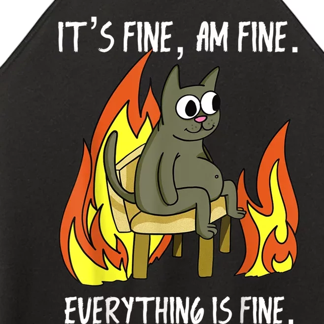 Cat ItS Fine IM Fine Everything Is Fine Women’s Perfect Tri Rocker Tank