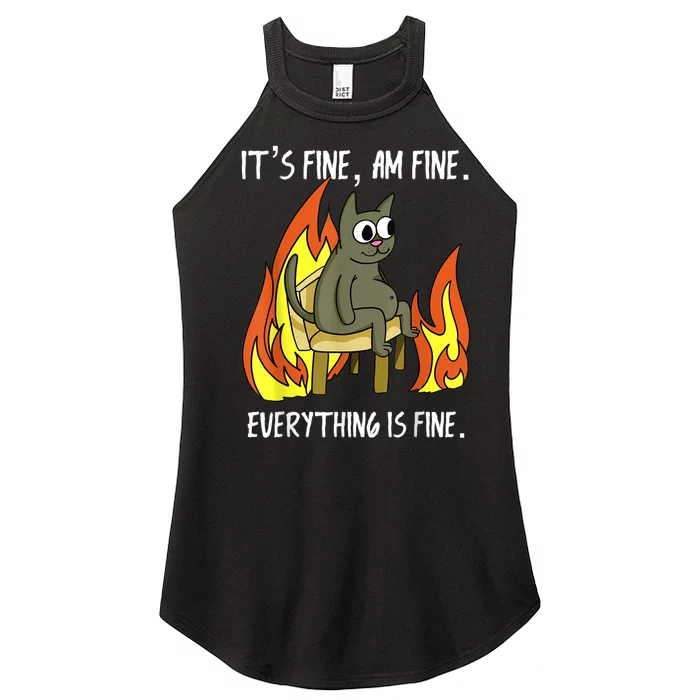 Cat ItS Fine IM Fine Everything Is Fine Women’s Perfect Tri Rocker Tank