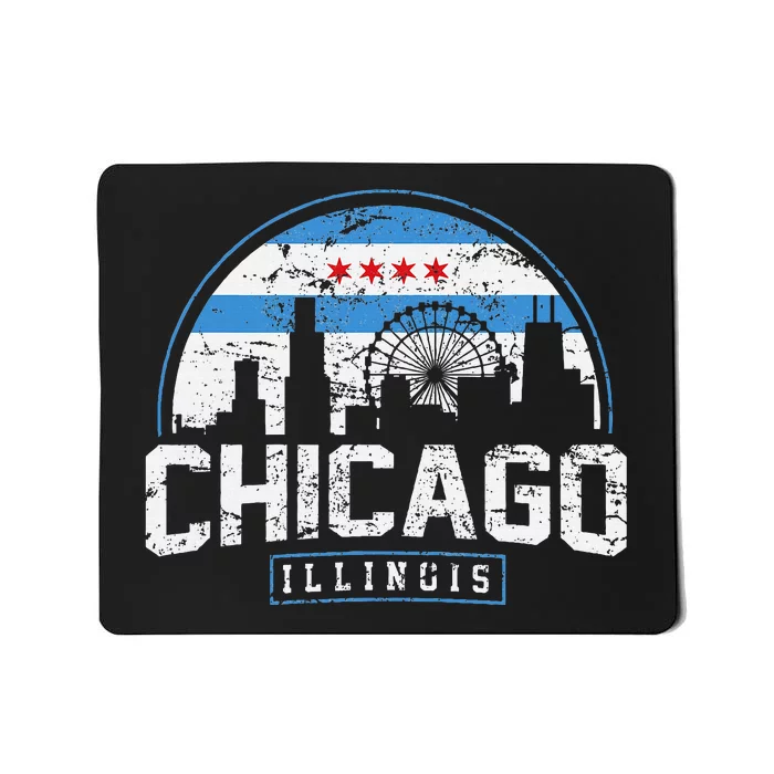 Chicago Illinois Flag S Vintage Skyline Mousepad