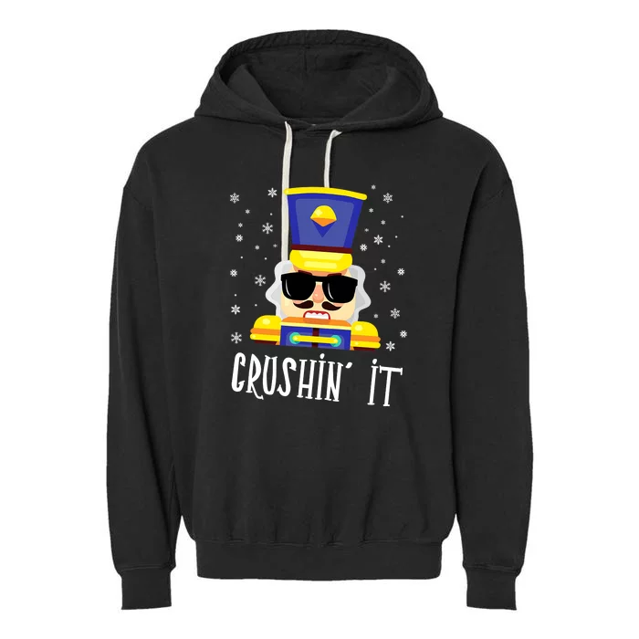 Crushin It Flossing Nutcracker Christmas Dance Garment-Dyed Fleece Hoodie