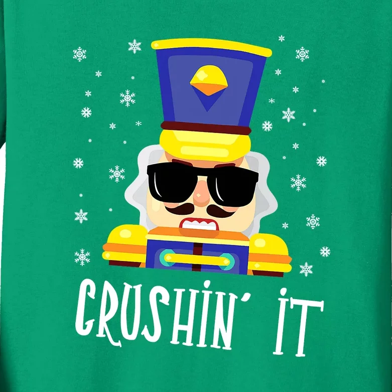 Crushin It Flossing Nutcracker Christmas Dance Kids Long Sleeve Shirt