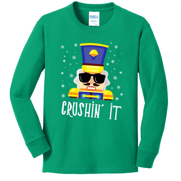 Crushin It Flossing Nutcracker Christmas Dance Kids Long Sleeve Shirt