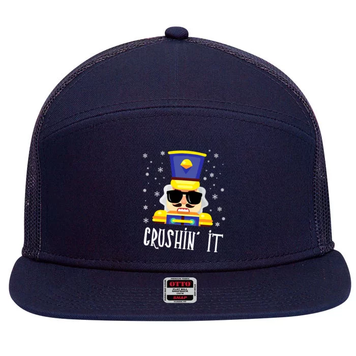 Crushin It Flossing Nutcracker Christmas Dance 7 Panel Mesh Trucker Snapback Hat