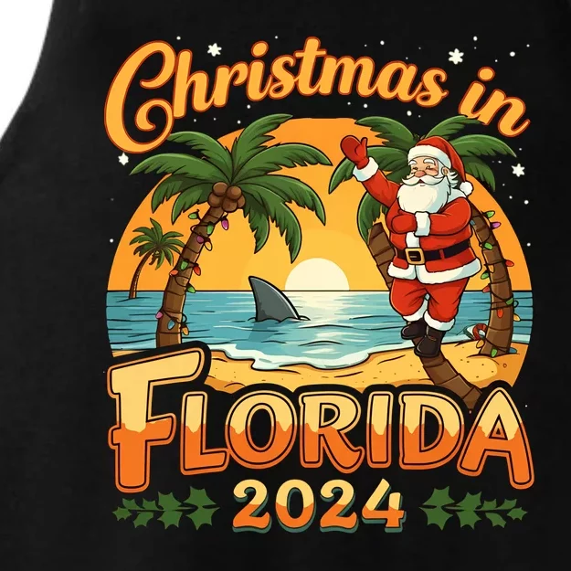 Christmas In Florida 2024 Family Vacation Ladies Tri-Blend Wicking Tank