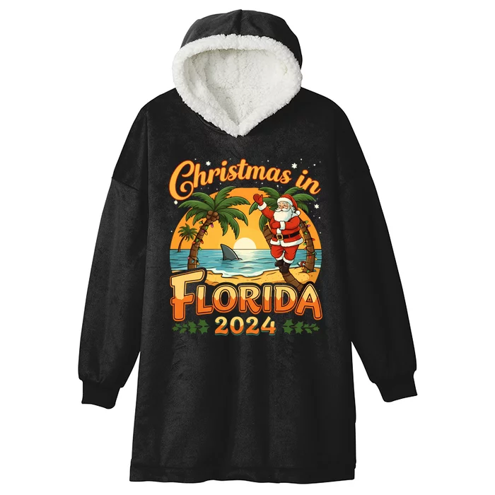 Christmas In Florida 2024 Family Vacation Hooded Wearable Blanket