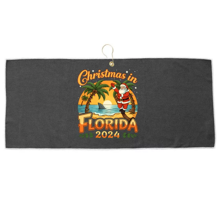 Christmas In Florida 2024 Family Vacation Large Microfiber Waffle Golf Towel