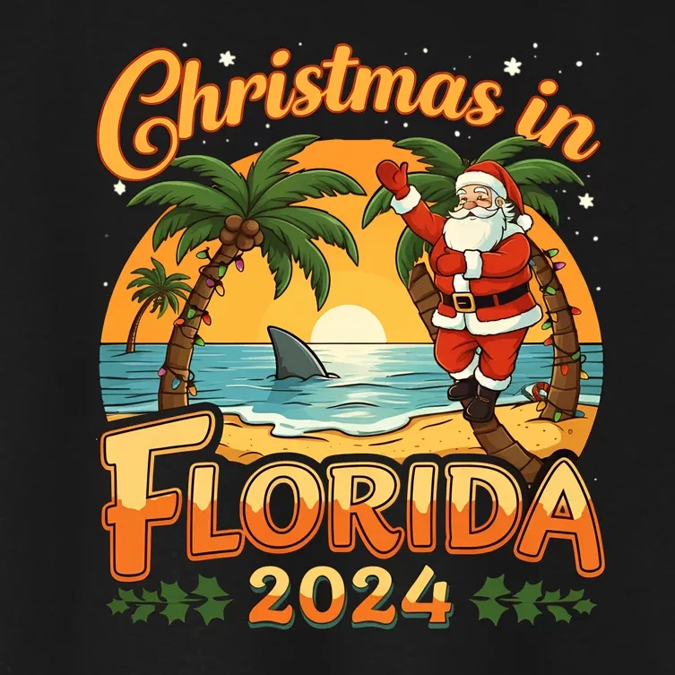 Christmas In Florida 2024 Family Vacation Women's Crop Top Tee