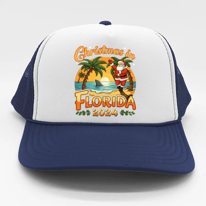 Christmas In Florida 2024 Family Vacation Trucker Hat