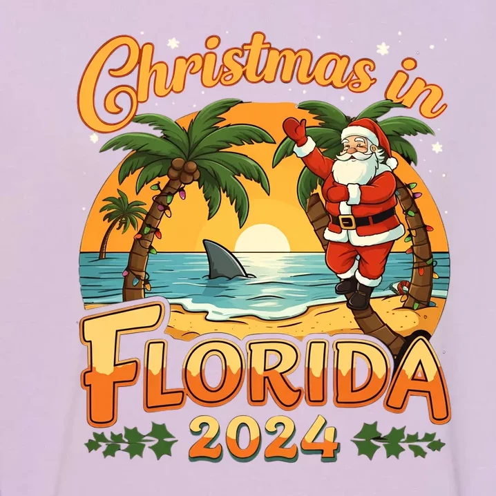 Christmas In Florida 2024 Family Vacation Garment-Dyed Sweatshirt