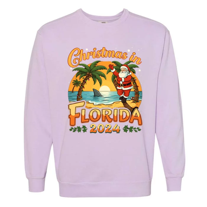 Christmas In Florida 2024 Family Vacation Garment-Dyed Sweatshirt