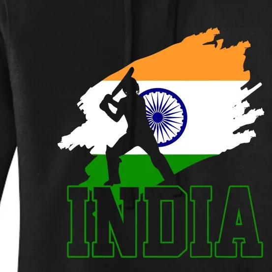 Cricket India Flag Patriotic Player Coach Gift Women's Pullover Hoodie