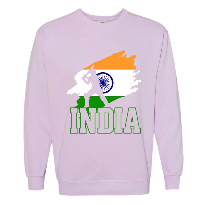 Cricket India Flag Patriotic Player Coach Gift Garment-Dyed Sweatshirt