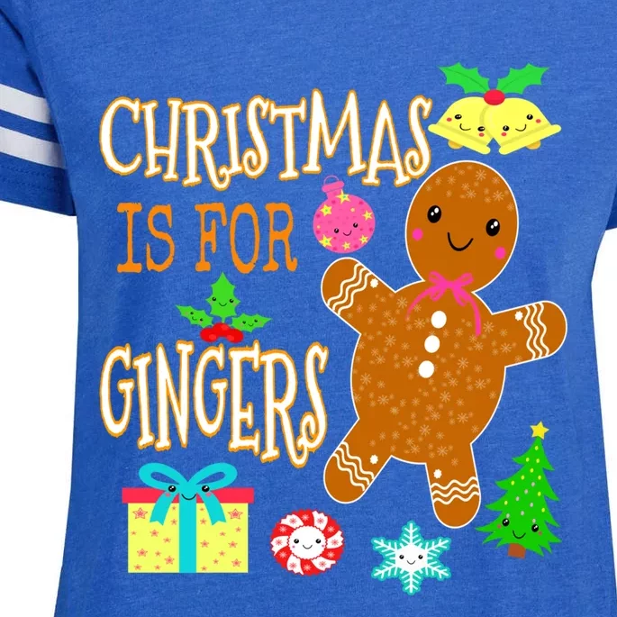 Christmas Is For Gingers Funny Redhead Gift Ginger Pride Gift Enza Ladies Jersey Football T-Shirt