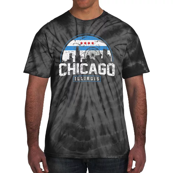 Chicago Illinois Flag Tees Vintage Skyline Tie-Dye T-Shirt